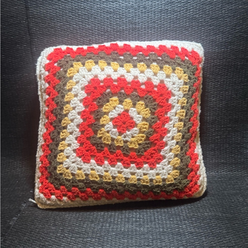 Colorful Crochet Throw Pillow - Picture 2 of 4
